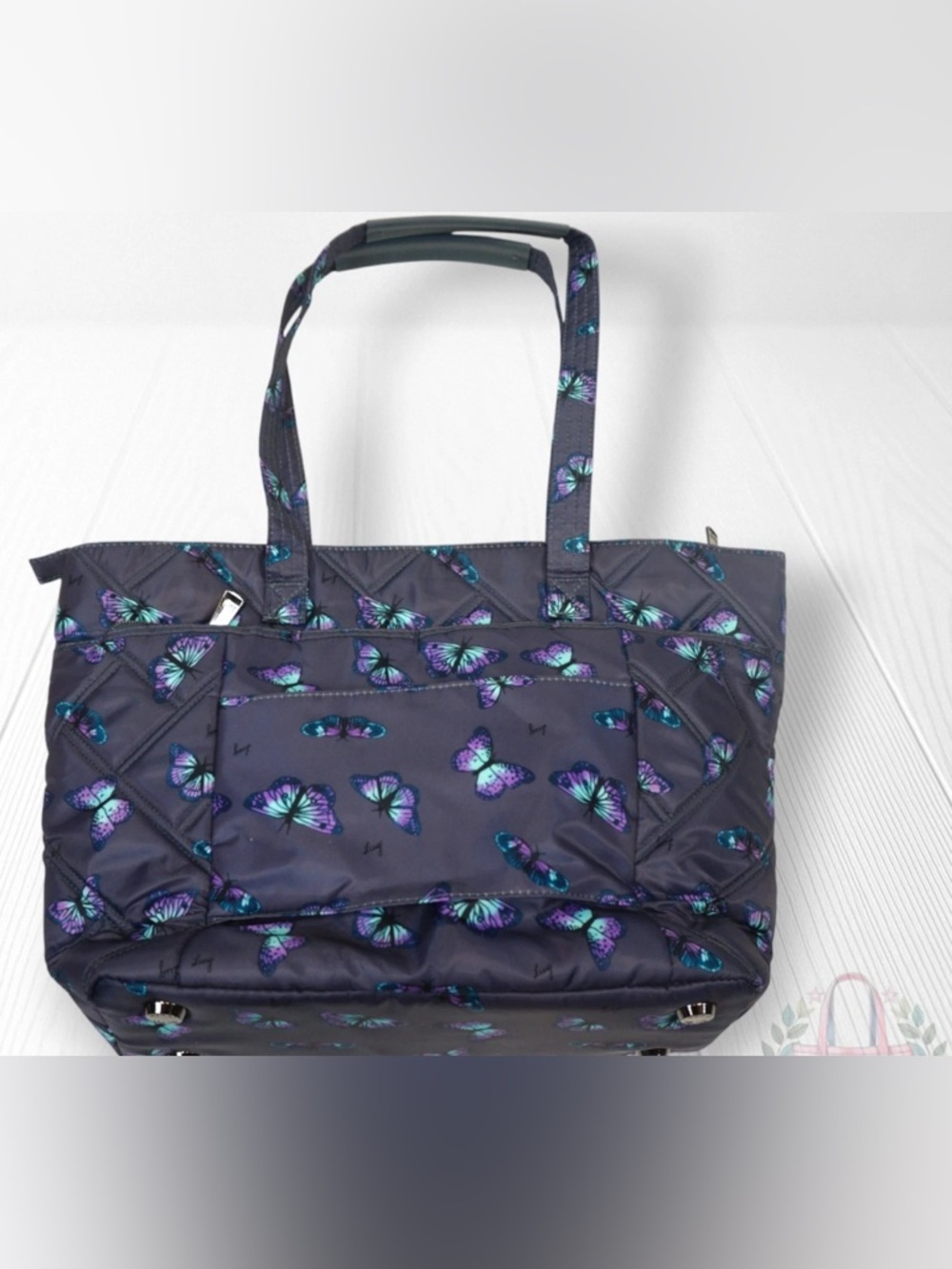 Lug Skyliner Butterfly Quilted Tote Bag - Gray - Picture 4 of 8